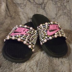 Blinged Nike slides